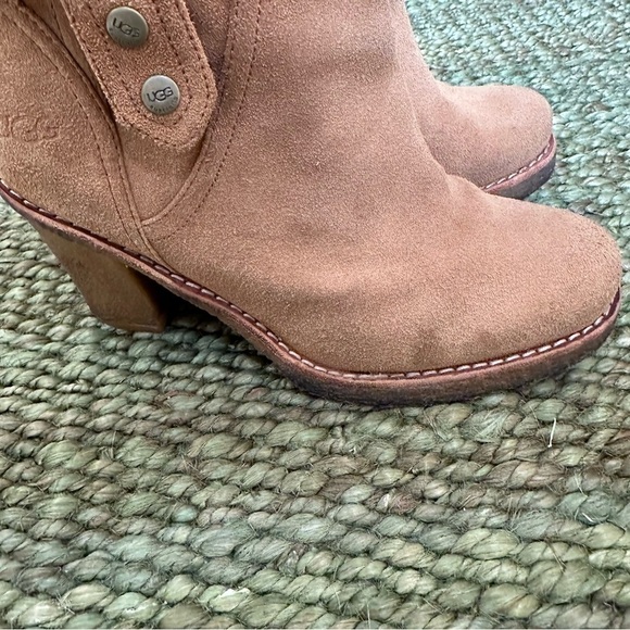 UGG Australia JOSIE Chestnut Convertible Cuff Suede High Heel Boots Size 6 - Picture 9 of 10
